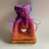 Silver cat knitted gift bag