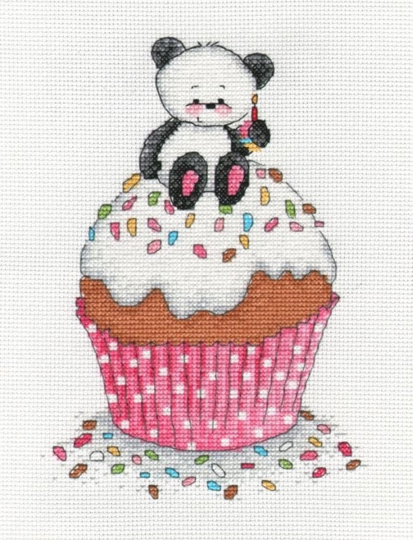Party Paws Bamboo's cup cake cross stitch kit