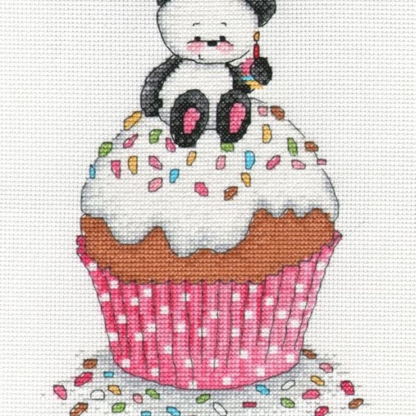 Party Paws Bamboo's cup cake cross stitch kit