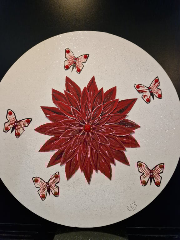 Large red flower canvas. 