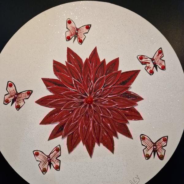 Large red flower canvas. 