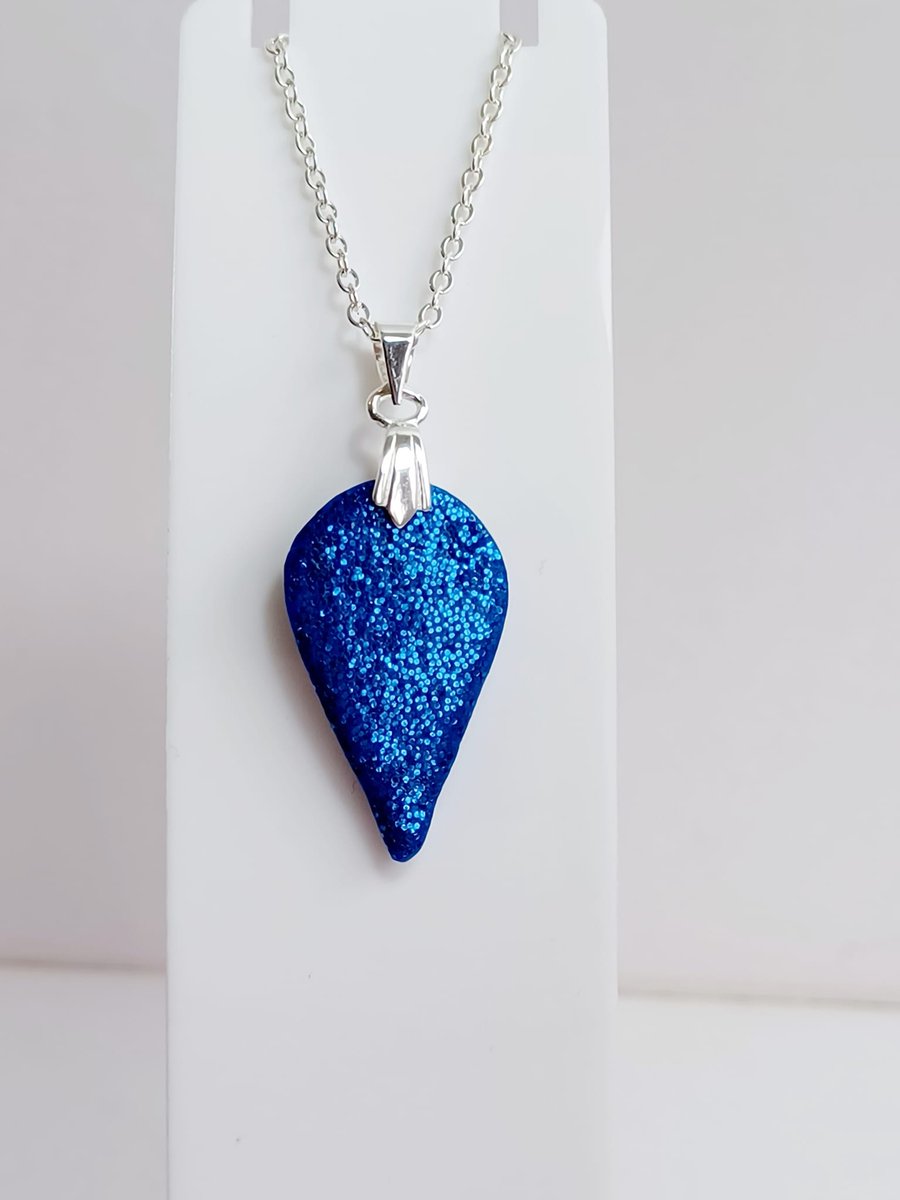 Royal blue sparkle teardrop pendant        