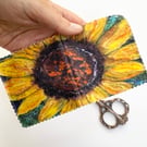 Sunflower needle, pin and safety pin case.
