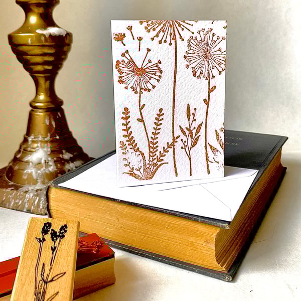 Copper dandelion card