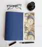 Pocket Watch Journal, Blue Leather, Fathers Day Gift, Sketchbook, A5