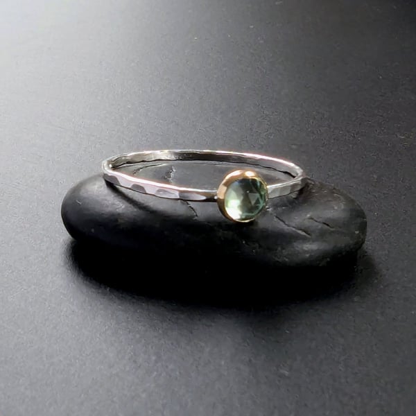 Sterling Silver Aquamarine Ring, Handmade Urban Design Jewellery