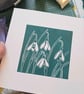An original handprinted linoprint of snowdrops. - Image 3