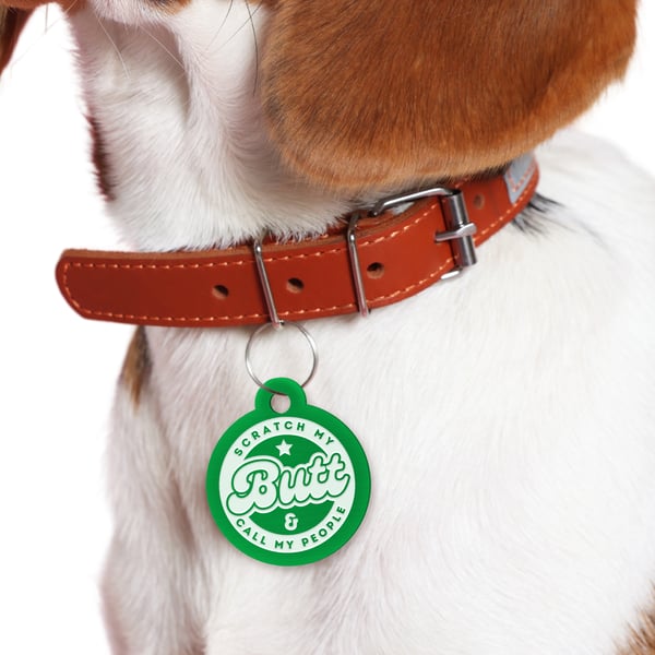 Scratch My Butt - Retro: Personalised Dog ID Collar Funny Custom Tag