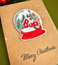 Christmas snow globe card embroidered winter cottage greeting traditional Xmas - Image 7