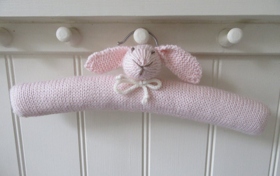 Clothes hanger - childrens - pink bunny