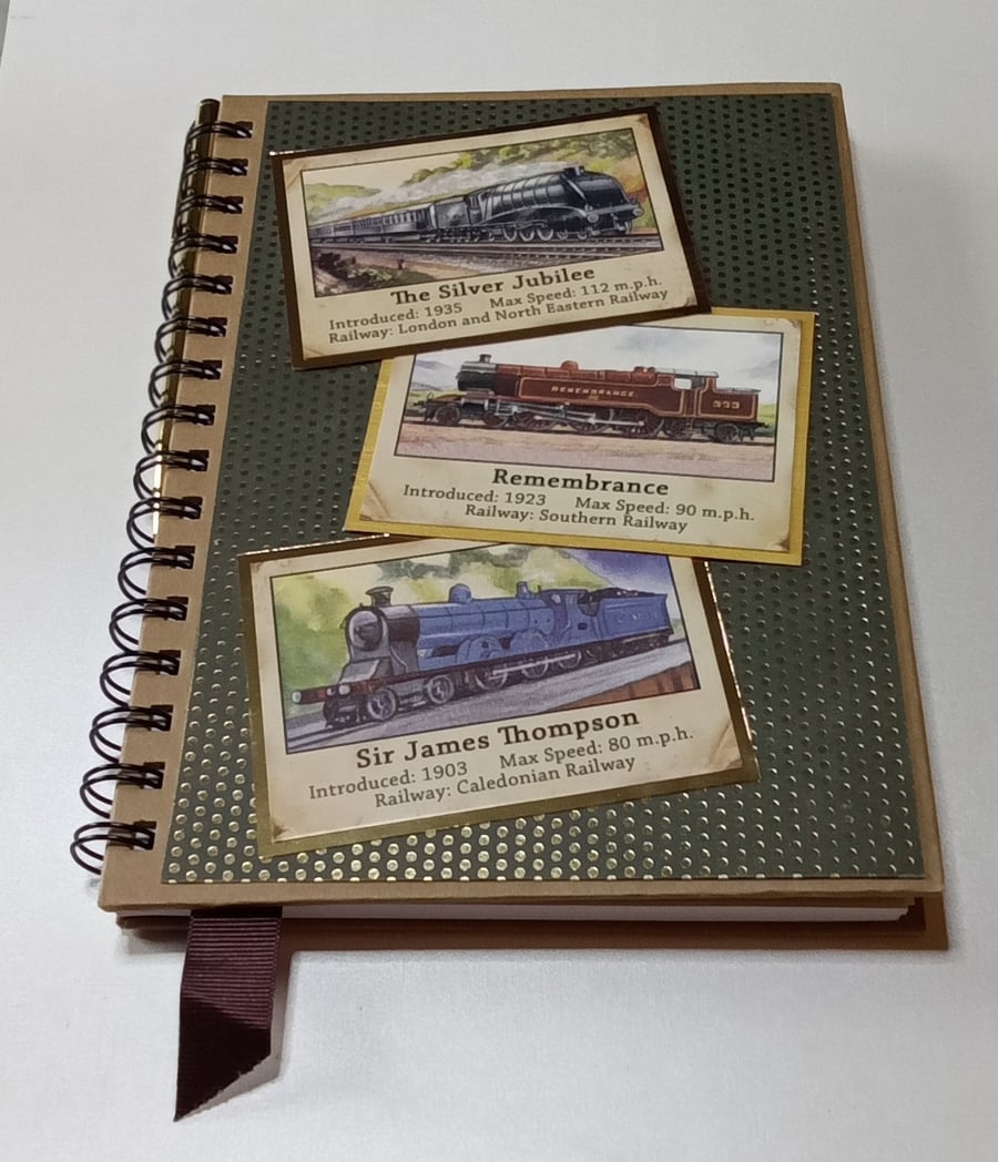 Decorated Notebook, Steam Trains