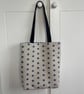 Long handle tote bag, shopping bag, starfish print lined with blue gingham - Image 5