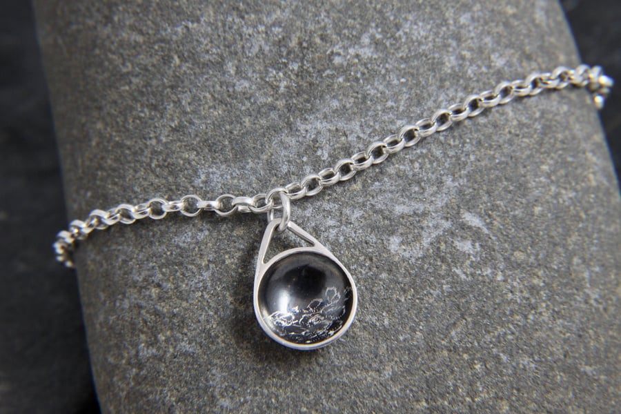 Stormy Sea Oxidised Sterling Silver Charm Chain Bracelet