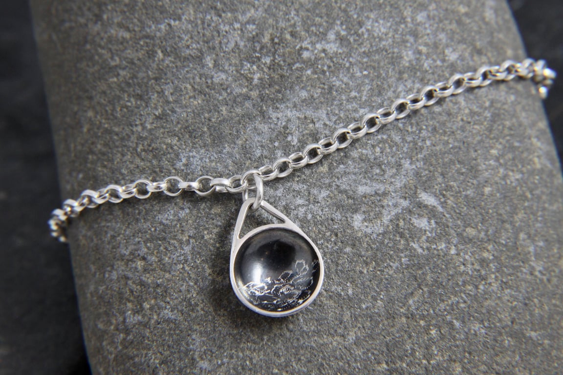 Stormy Sea Oxidised Sterling Silver Charm Chain Bracelet