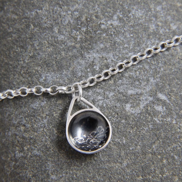 Stormy Sea Oxidised Sterling Silver Charm Chain Bracelet