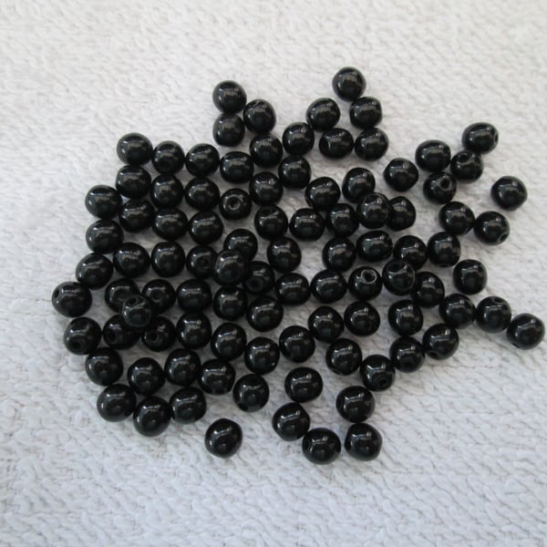 Reserved for Moira - Black round 4mm glass beads