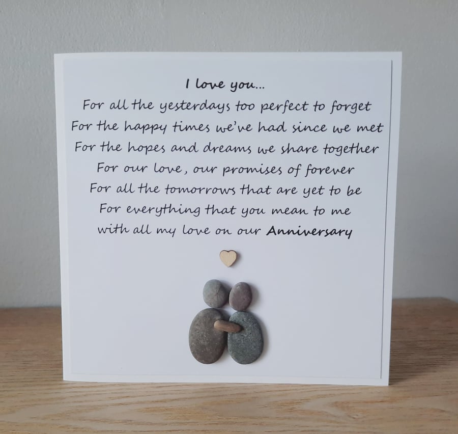 Pebble Art Anniversary Card: Handmade Keepsake