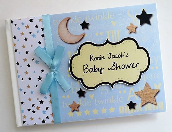 Twinkle Twinkle Little Star boy baby shower guest Book, baby shower gift