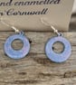 Hand enamelled open circular earrings on sterling silver ear hooks 