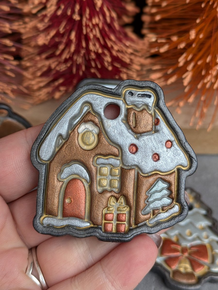 Handmade Clay Christmas Decorations, Obscure Metallic Colour Decorations! 