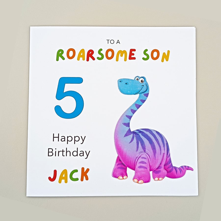 Personalised 3D Dinosaur Birthday Card for Son
