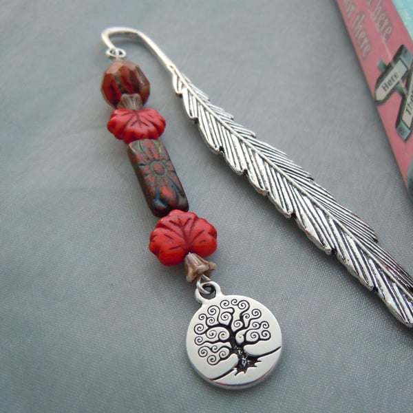 Metal & beads feather bookmark