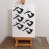 Lino printed badger profile artwork 