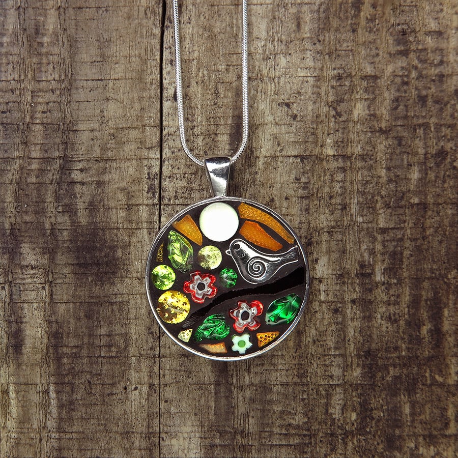 'Sun Rays'  Glass Mosaic Pendant