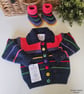 Designer Baby Cardigan & Booties Set Hand Knitted 6-12 Months Size