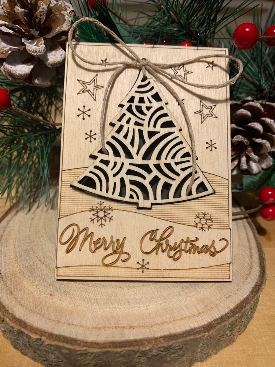 Christmas Ornaments Wooden Greeting Card, Christmas Gifts For Friends, Family