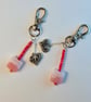 Bag Charm, Pink Square Murano Glass Bead & Heart Charm, Birthday Gift For Her - Image 4