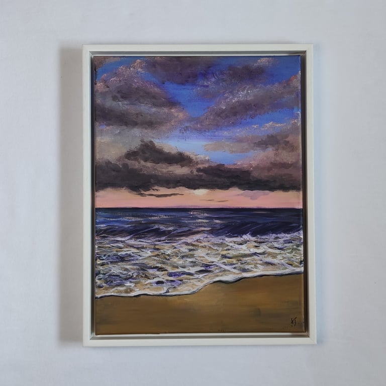Incoming Tide, Early Morning Sunrise Seascape Original Painting