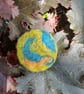 Yellow and Turquoise Planet Brooch - Image 1