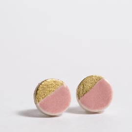 Porcelain Round Dusty Rose Stud Earrings