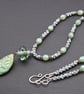 green ceramic and lampwork glass pendant necklace - Image 3