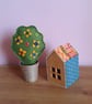 Small wooden house. Home decor. New home gift. Christmas decoration.