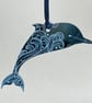 Pale blue mirrored acrylic dolphin decoration