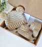 Newborn Crochet Hat and Booties Set in Parchment - Baby Shower Gift