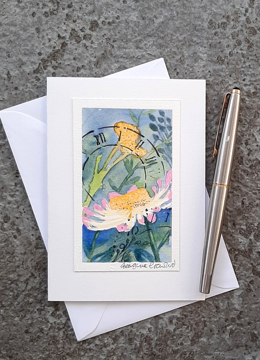 Handpainted Blank Card. Watercolour. OOAK