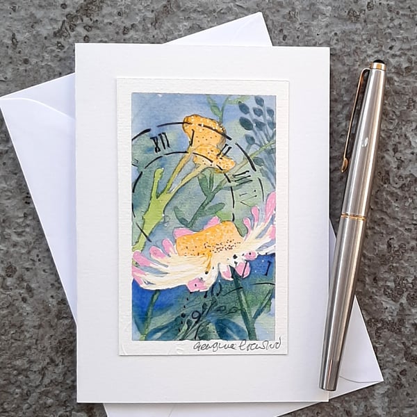 Handpainted Blank Card. Watercolour. OOAK