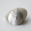 Cat necklace pendant in silver brushed aluminium 