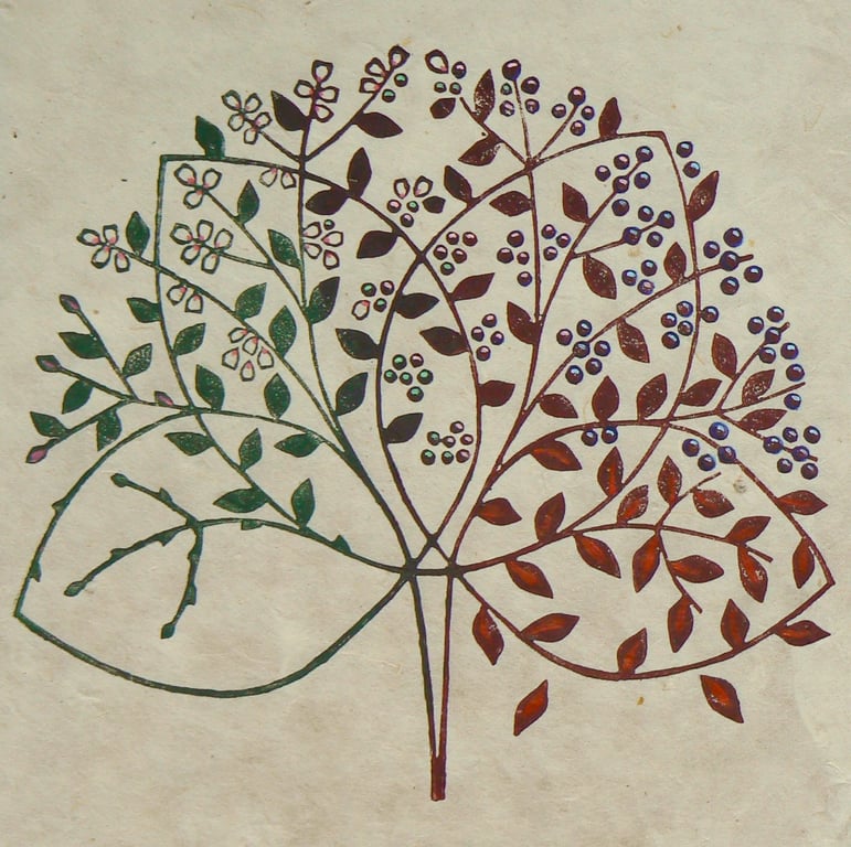 Blueberry Knot linocut print