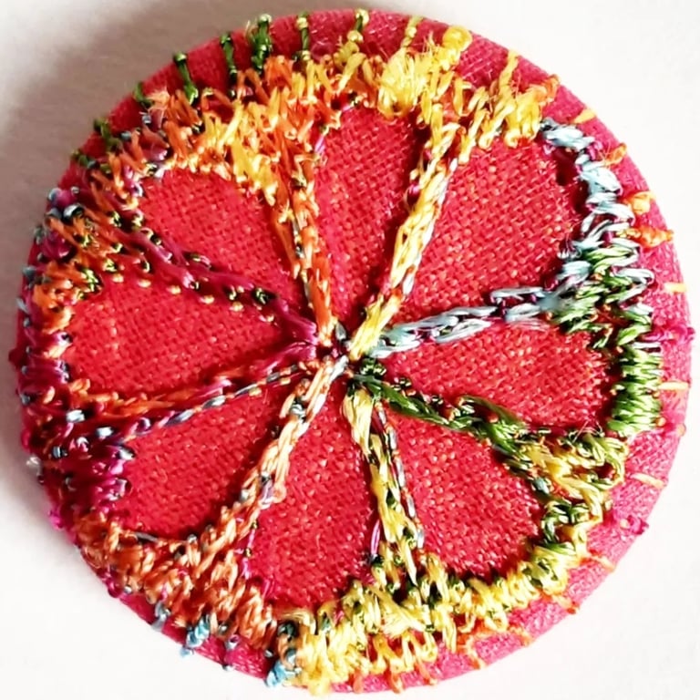Buttons 1 inch button Hand Dyed Silks and Cottons Free Machine Embroidery Button