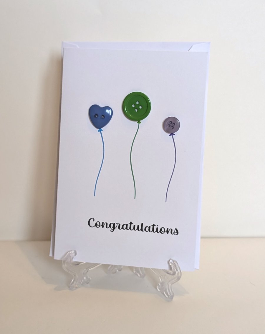 Congratulations button balloons greetings card