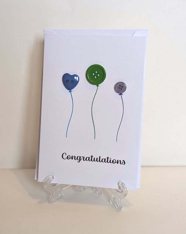 Congratulations button balloons greetings card