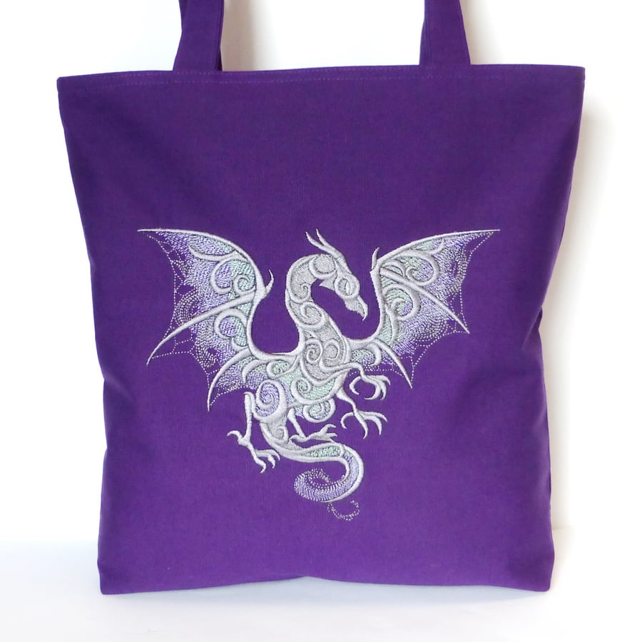 Purple Tote Bag, dragon