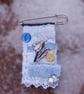 Upcycled Snowdrop Textile art hand stitched charm brooch.  Kilt pin. - Image 4