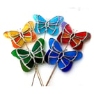 Stained Glass Butterfly Plant Stake Handmade Unique Choice of 5 Colours