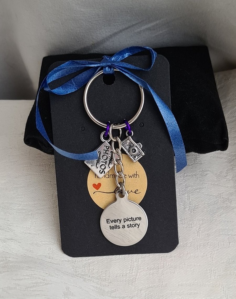 Gorgeous Every Picture Tells A Story Key Ring - style 2 - Key Chain Bag Charm 