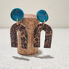 Leopard print heart arch dangle polymerclay earrings